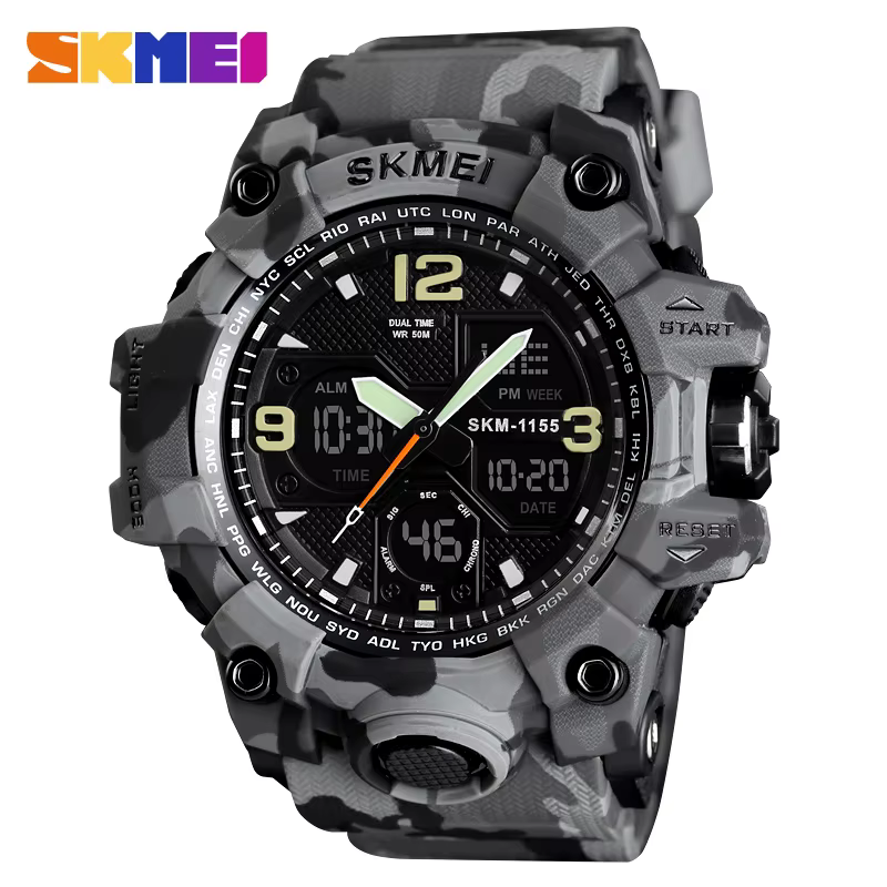 Gray Skmei Quartz Analog LED Digital Clock sport Watch 